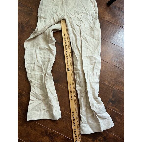 J. Crew Cafe Trouser Beiger Straight Leg 100% Linen NWT Size Petite 2 - Picture 6 of 7